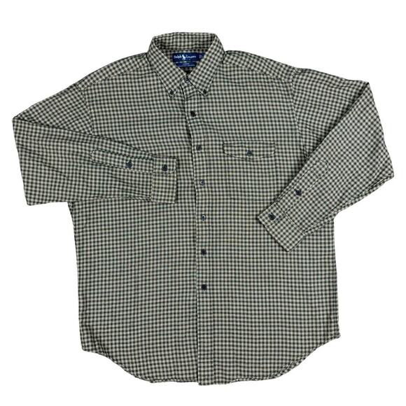 Ralph Lauren Creek Wool Blend Green Plaid Shirt Mens Large Button down Casual - Picture 1 of 9